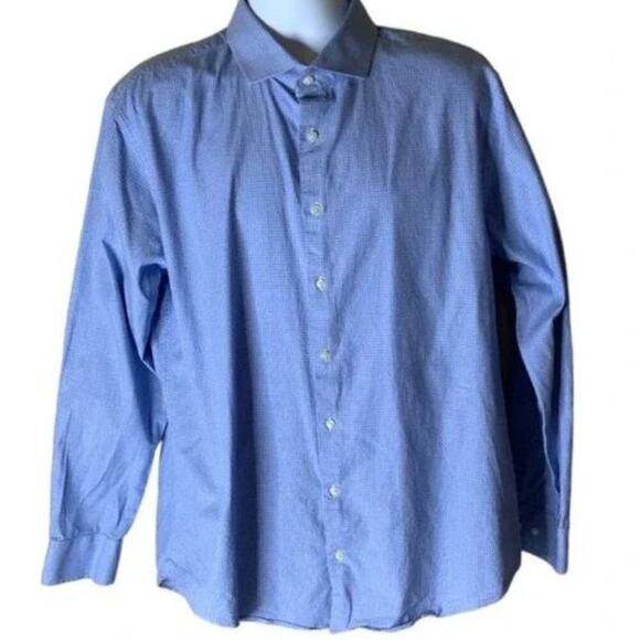 Nordstrom Trim Fit Plaid Dress Shirt Mens 17.5 Long Sleeve Casual Button Front - Picture 3 of 5